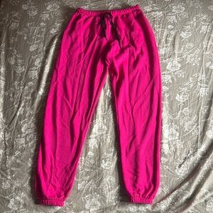 PINK pink joggers. Very comfortable and warm, nice to lounge in!